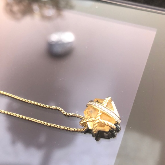David Yurman 18k Yellow Gold Cable Wrap Necklace Citrine - Picture 7 of 8